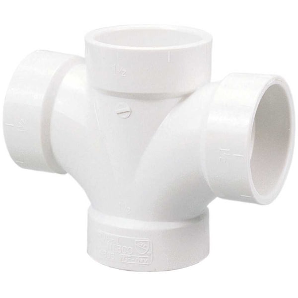3 in. x 3 in. x 2 in. x 2 in. PVC DWV All Hub Double Sanitary Tee